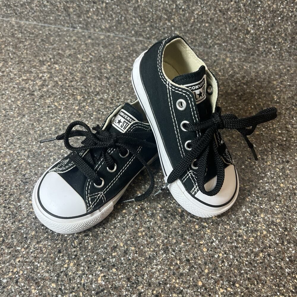 Converse All Star Kid Infant Baby Sz 6 Black Canvas Sneaker Lace Up Low Top Shoe